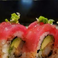 Red Gingko* · tuna / tempura shrimp / avocado / negi / spicy unagi sauce