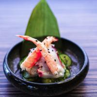 Ebi/tako sunomono · chef's choice sashimi with cucumber