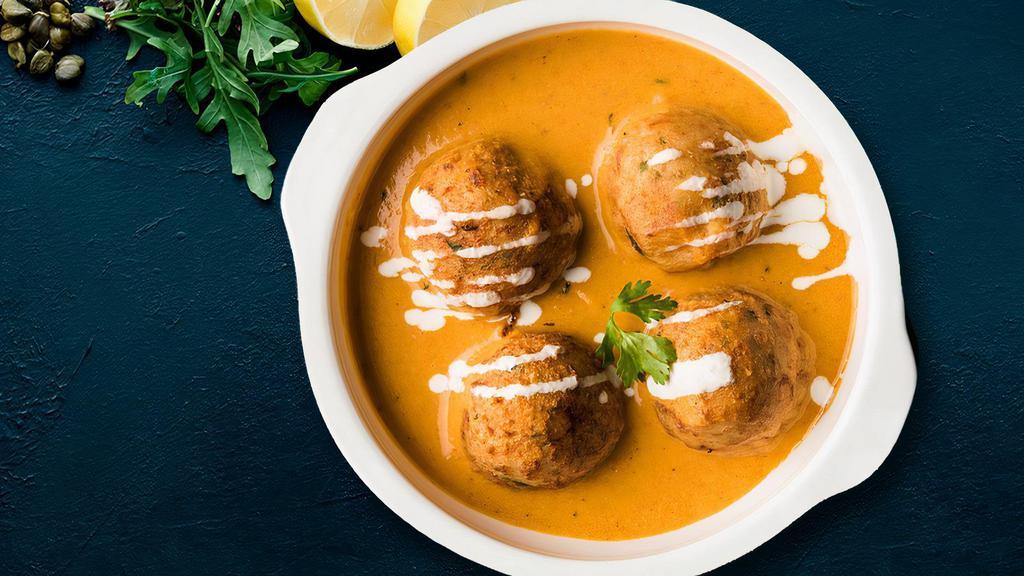 Fb'S Malai Kofta · Minced vegetable balls cooked in a creamy nut based sauce.