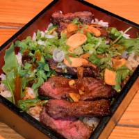 Wagyu Steak Bowl · Kobe style beef steak bowl with spicy Miso soy sauce