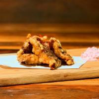 (v) Shiitake Karaage · Shiitake mushroom deep fried in Karaage style with house-made pickles tar tar sauce (vegetar...