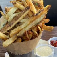 French Fries · fresh herbs, truffle Parmesan aioli.

Consuming raw or under-cooked proteins may increase yo...