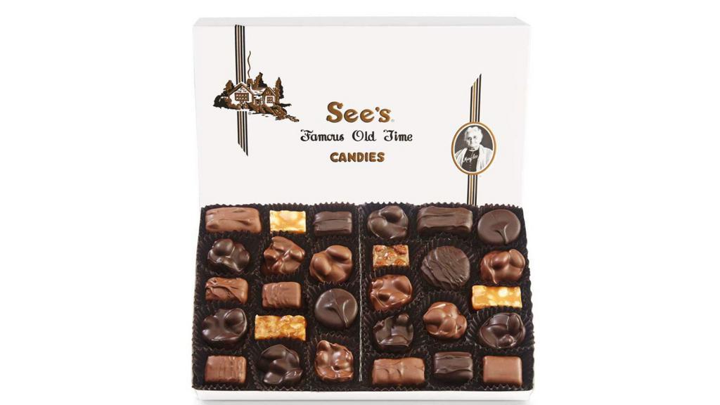 See'S Candies Assorted Nuts & Chews (11Oz) · You’ll go nuts for these satisfyingly crunchy and chewy treats. This year, delight in our “S” Centennial Medallion chocolates celebrating See’s 100th anniversary! Featuring California-grown nuts, rich caramels and more in layers of milk and dark chocolate