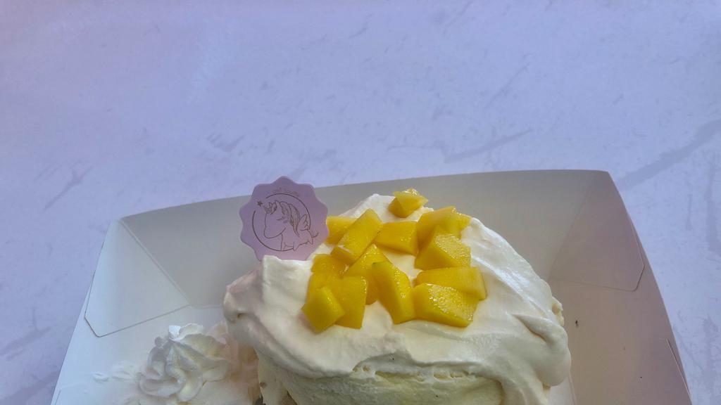 Mango Souffle · Fresh mango, mango cream, whipped cream.