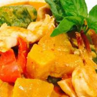 Pumpkin Curry · Red curry, fresh pineapple, bell pepper and sweet basil.