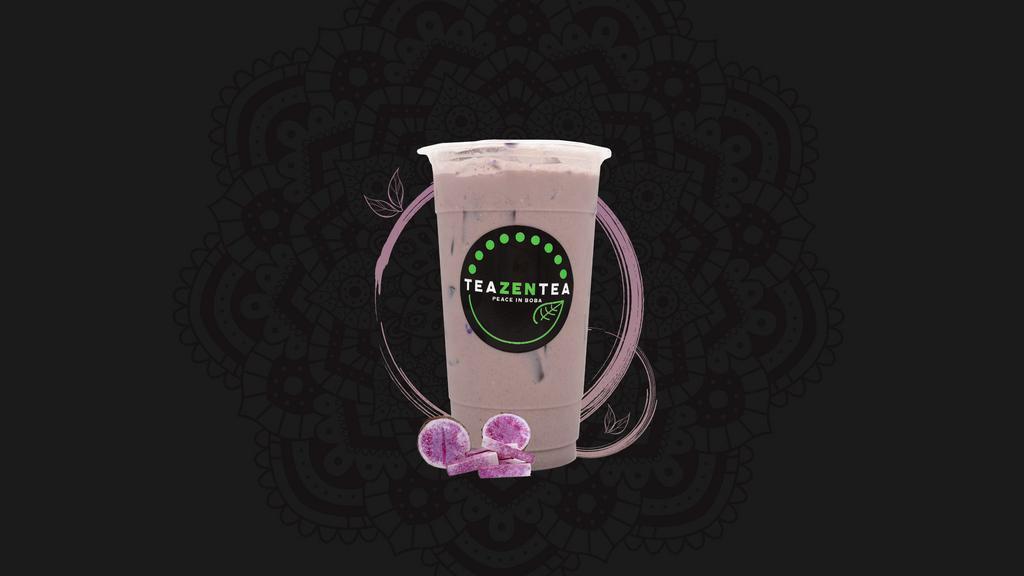 Taro Black Milk Tea · Love our classic TeaZenTea milk tea? Then try our Taro Black Milk Tea! Taro is a purple ground root and adds a slight mellow sweetness to your classic milk tea.