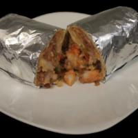 Shrimp Burrito · Choice of Diabla, Ranchero, or Grilled Shrimp, with Rice, Beans, Cheese, Sour Cream, Guacamo...