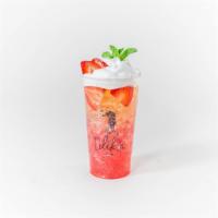 Sweetie Strawberry · Strawberry Infused black tea topped off with our signature cheese foam. 24oz.