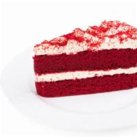 Red Velvet Cake · Traditional, moist, red velvet cake with a hint of cocoa and a classic white frosting.