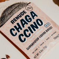 Chagaccino · Double shot of Wrecking Ball espresso, Renude's Chaga mix and your choice of Califia Oat or ...