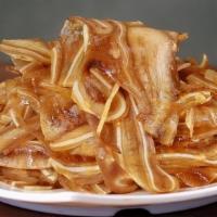 Marinated Pig Ear 卤猪耳 · Chewy pig ear marinate in our house special seasoning broth.