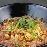 Hot & Sour Clear Noodle (vegetarian) 全素酸辣粉 · Clear noodles are traditionally made from sweet potato starch, tangy and chewy.( Vegetarian)
