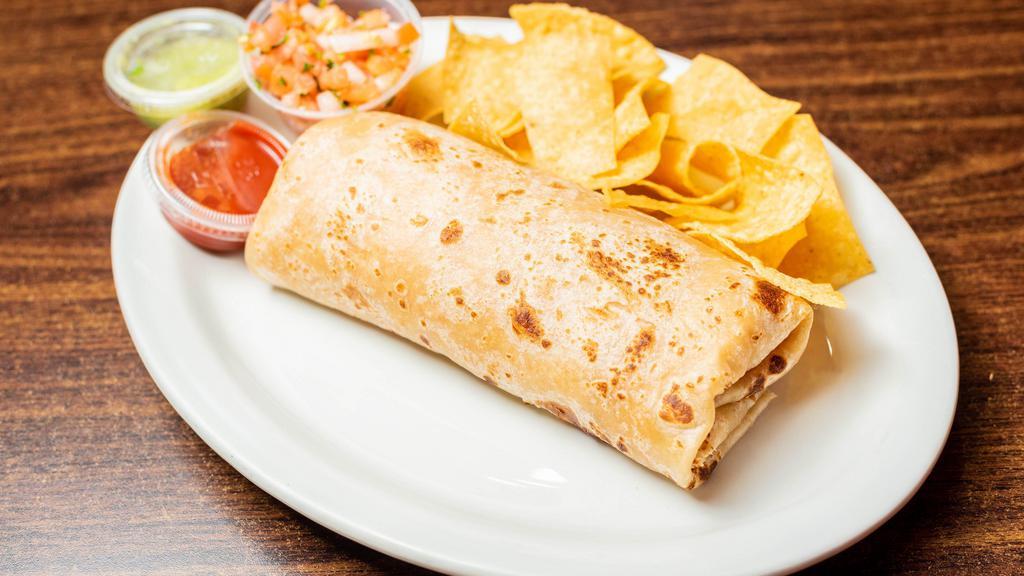 Regular Burrito · Any meat, rice, beans, and salsa.