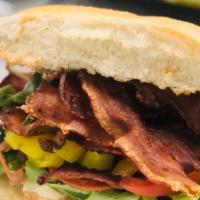 The BLT Sandwich · Pancetta smoked bacon with mixed greens, tomato and mayonnaise.