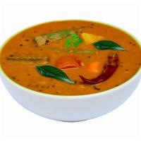 Sambar · Traditional south Indian soup prepared with lentils, mixed vegetables, tamarind, and fresh s...