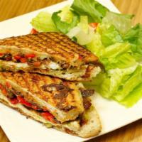 Spicy chicken sandwich · Grilled chicken breast dipped in chez Beesen's special glen of spices,  melted  with Swiss c...