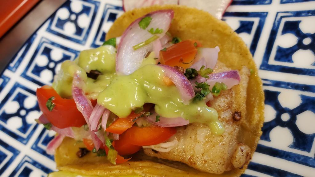 3 Fish Tacos · Corn tortillas, fish, guacamole, pico de gallo, salsa chipotle
