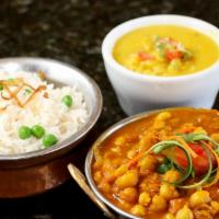 Chana Masala · Chickpeas cooked with special herbs and spices in taste of Himalayas gravy.