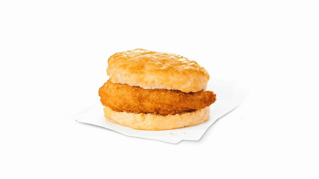 Chick-Fil-A® Chicken Biscuit · A breakfast portion of our famous boneless breast of chicken, seasoned to perfection, hand-breaded, pressure cooked in 100% refined peanut oil and served on a buttermilk biscuit baked fresh at each Restaurant.