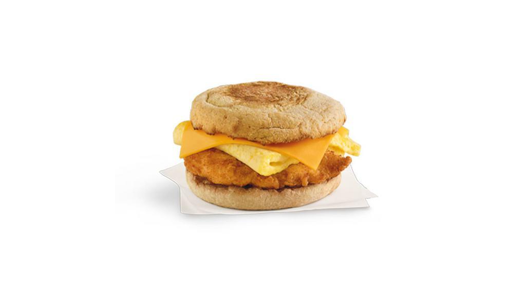 Chicken, Egg, & Cheese Muffin · A breakfast portion of our famous boneless breast of chicken, with folded egg and American cheese, served on a toasted multigrain English Muffin.