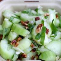 Cucumber Salad · Chives, fresh fennel, caramelized pecans, and fresh basil with 25 Star white balsamic dressi...