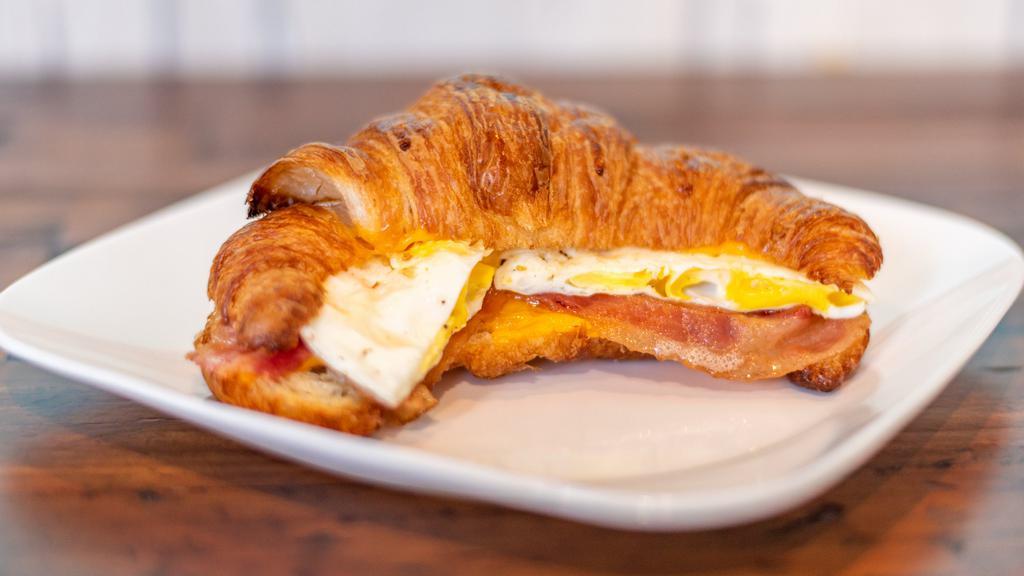 Croissant with Bacon, Egg and Cheese · 
