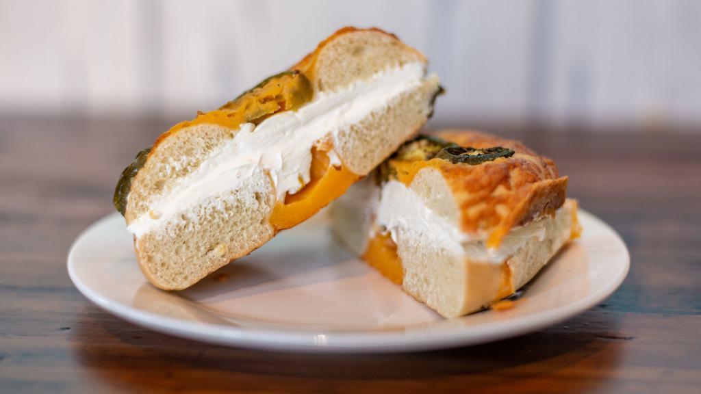 Bagel with Cream Cheese · Bagel choices: asiago, everything, jalapeño, onion, plain, or whole wheat