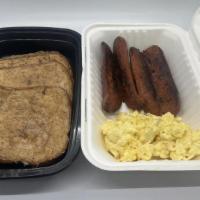 French Toast Combo · FRENCH TOAST, SCRAMBLED EGGS AND YOUR CHOICE OF PROTEIN