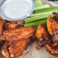 WOB Chicken Wings (5 Pieces) · Served with celery and your choice of housemade blue cheese or ranch.