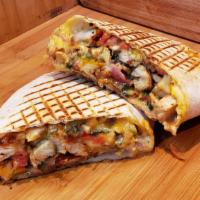 Smoke Ham Chicken Wrap · Chicken Breast, Smoke Ham, Mozzarella Cheese, Diced Tomatoes, Rice, House Sauce, Wrapped in ...