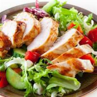 Chicken Salad · A fresh garden salad with grilled chicken and marinated artichoke hearts.