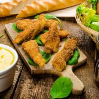 Chicken Tenders with Honey Mustard · Delicious Halal Chicken Tenders served with a side of Honey Mustard.