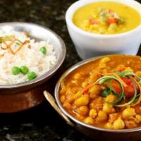 Chana Masala · Vegan. Garbanzo Beans cooked with special herbs and spices in taste of the Himalayas gravy.