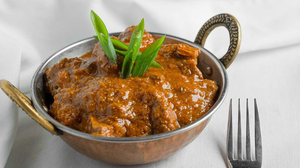 Lamb Tarkari · Boneless lamb pieces are cooked in taste of the himalayas special sauce with different herbs and spices.