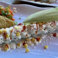 Esquite Sushi · Corn sushi with Cotija cheese and sour cream