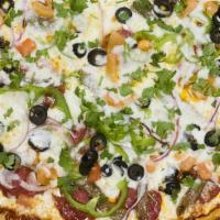 Afghani Pizza · Gyro. beef pepperoni, bell peppers. Tomato. olives,