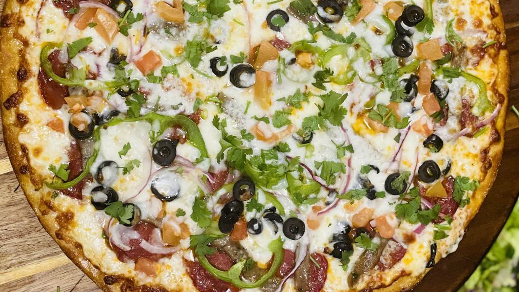 Afghani Pizza · Gyro. beef pepperoni, bell peppers. Tomato. olives,