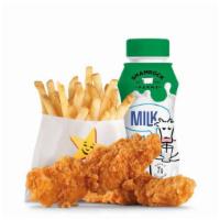 2-piece Chicken Tender Kid's Meal · Premium, all-white meat chicken, hand dipped in buttermilk, lightly breaded and fried to a g...