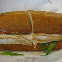 Napa Sandwich · Turkey and brie served warm. Includes mayonnaise, mustard, lettuce, tomato, pickle, onion an...