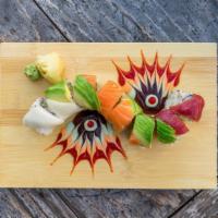 Rainbow Roll · Imitation crab salad , avocado, topped chef's selection of fish.