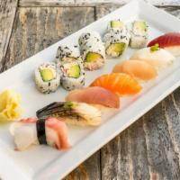 Sushi Combo · Chef's choice of nigiri seven pieces and your choice of one roll (California roll, tekka mak...