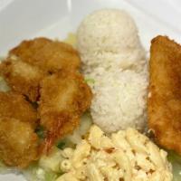 Seafood Platter · A great combination of golden-brown fried shrimp and island fish filet. Truly a seafood love...