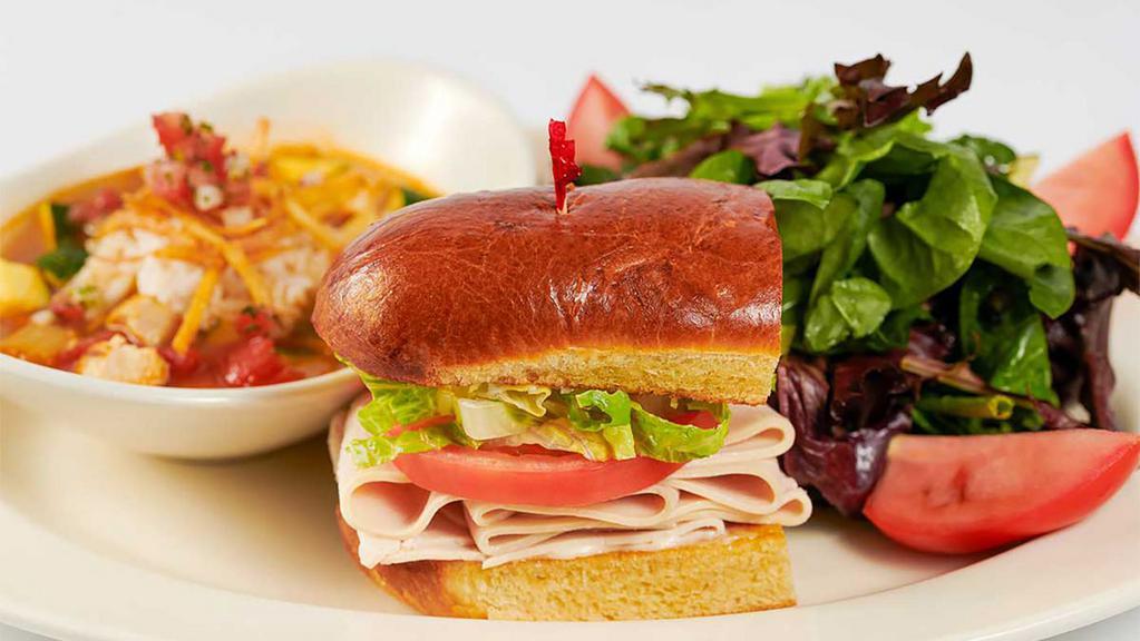 Renee'S Fresh Turkey Sandwich Special · One-Half of a Freshly Roasted Turkey Sandwich, a Cup of Our Soup and a Small Green Salad.