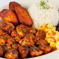 Jamaican Black Pepper Chicken · Sauteed Chicken with a Very Spicy Jamaican Black Pepper Sauce. Served with Rice, Black Beans...