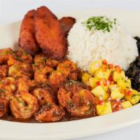 Jamaican Black Pepper Chicken & Shrimp · Sautéed shrimp and chicken with a very spicy Jamaican black pepper sauce. Served with rice, ...