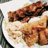 Mini Seafood Combo · 6 pcs Chicken,3 pcs Fried Shrimp,3 pcs Fried Fish,4 Scoops White Rice,4 Scoops Macaroni Sala...