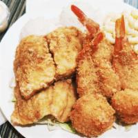 2. Seafood Platter  · Fried fish, Fried Shrimp and Scallops.(667cal)