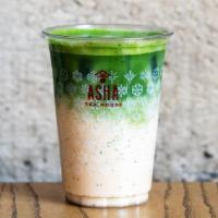 Matcha Latte · A hand whisked double shot of ceremonial grade matcha poured over whole milk. Lightly sweete...
