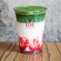 Strawberry Matcha Latte · Our signature Matcha Latte flavored with a juicy, sweet, and slightly acidic house-made stra...