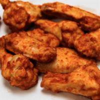 Oven-Roasted Wings (10 pc) · We have Hot&Spicy, BBQ, Lemon-peppered, Sweet Chipotle BBQ and PLAIN. All Bone-in.